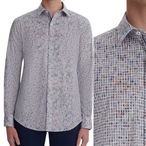 BUGATCHI Classic Fit Mosaic Stretch Cotton Button-Up Shirt